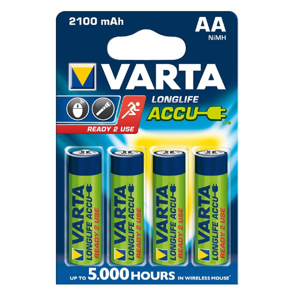 4x Varta Longlife Akkus 2100mAh f. Sanyo VPC-SX500EX